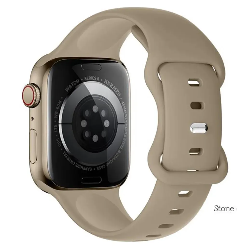 [10014884] Hoco Apple Watch 38 / 40 / 41 mm. Flexible Series Classic Sports Silicone Strap - Stone Color Off White