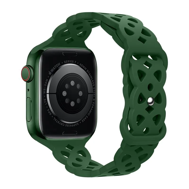 [10014814] Hoco Apple Watch 38 / 40 / 41 mm. Flexible Series Rhombus Hollow Silicone Strap - Alfa Alfa Green