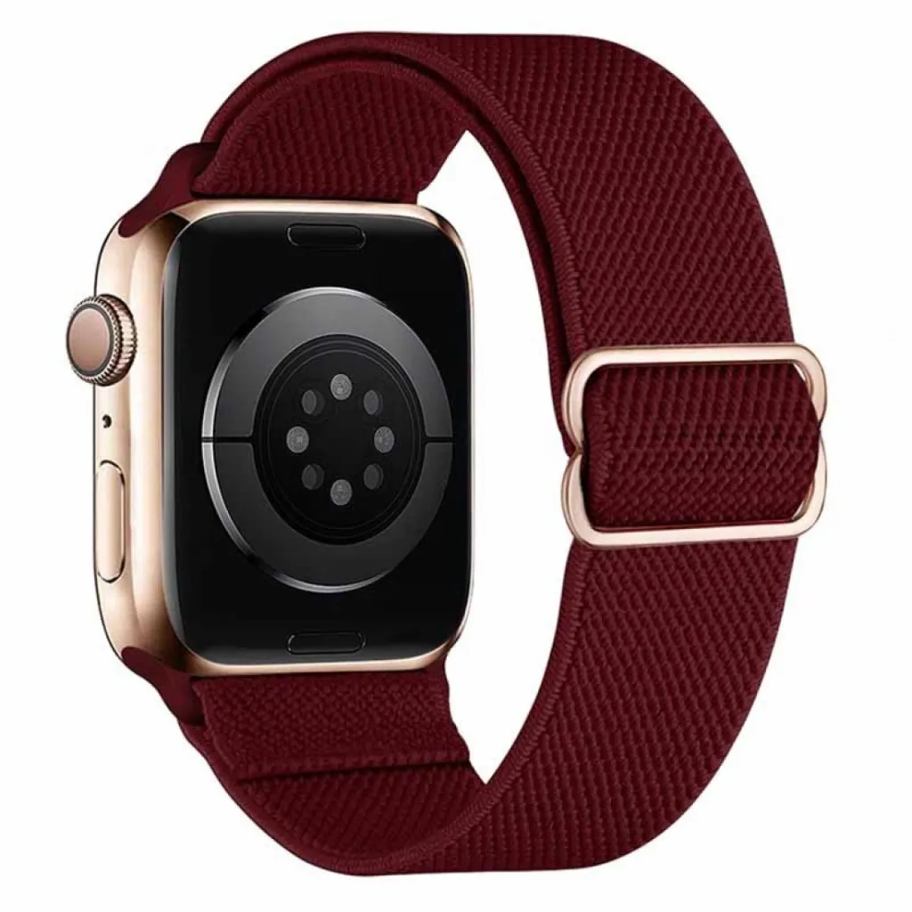 [10014701] HOCO Apple Watch 38/ 40/ 41  mm Fashion Series Elastic Nylon Strap - Dark Wine Red