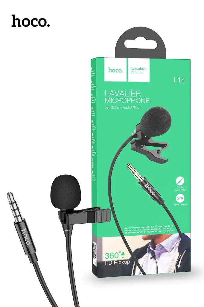 [10010200] Hoco L14 3.5mm To Microphone - Black