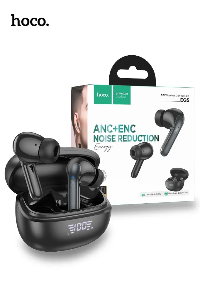 [10012092] HOCO EQ5 Energy ANC ENC Noise Cancelling True Wireless Bluetooth Headset - Black