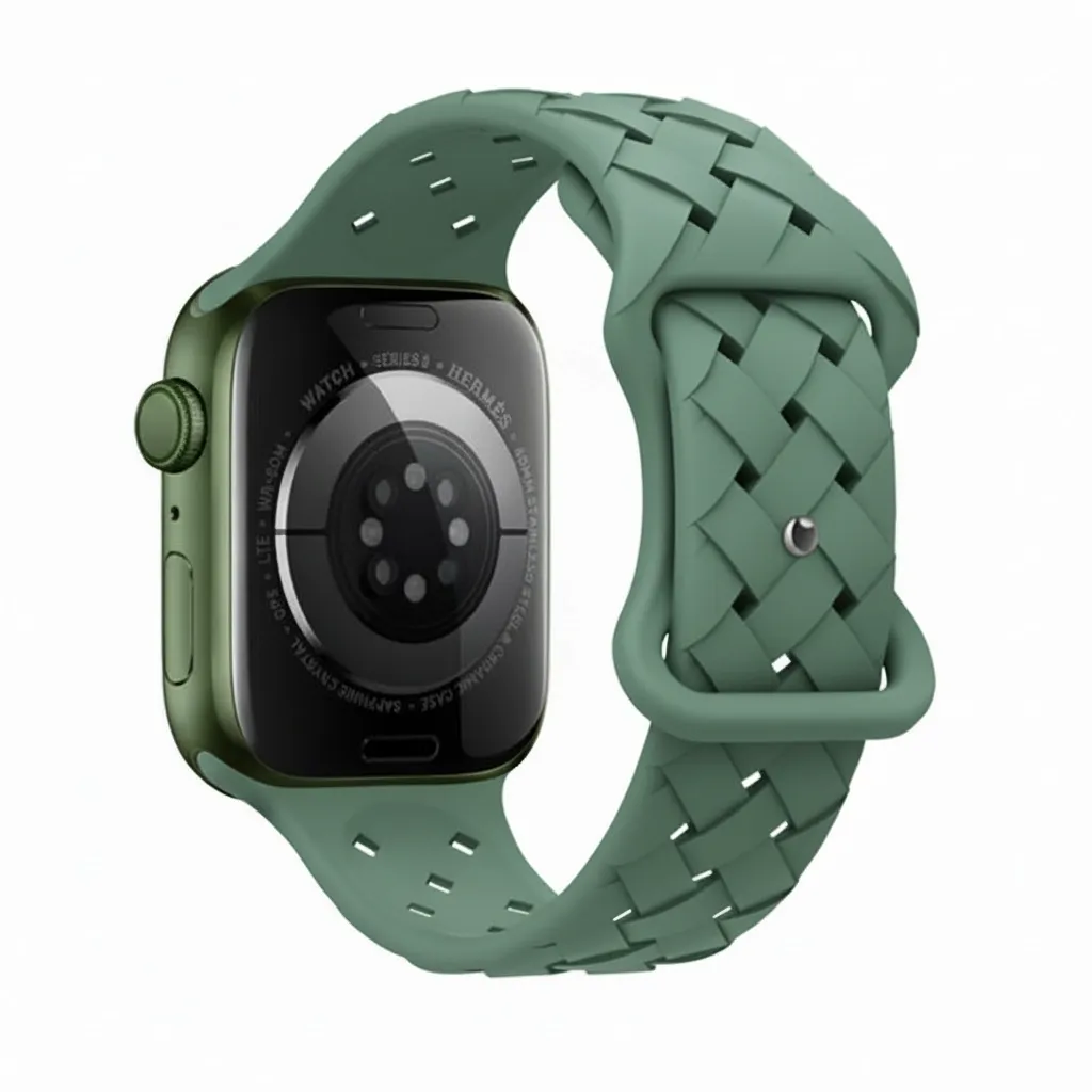 [10014908] Hoco Apple Watch 38 / 40 / 41 mm. Flexible Series Bamboo Pattern Solid Color Silicone Strap - Alfa Alfa Green