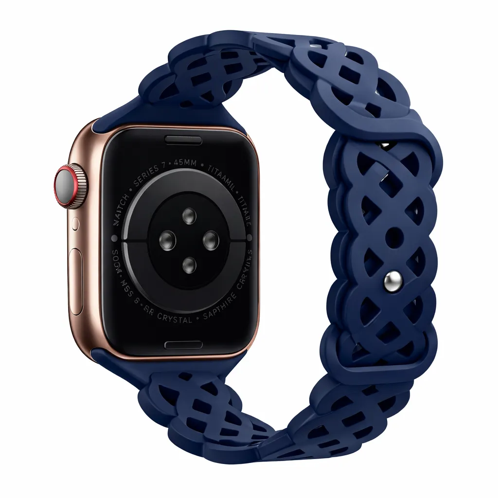 [10014810] Hoco Apple Watch 38 / 40 / 41 mm. Flexible Series Rhombus Hollow Silicone Strap - Dark Blue